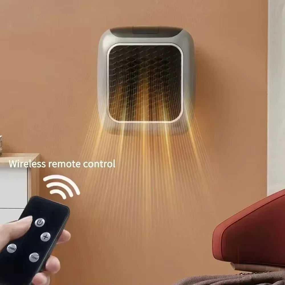 800W Mini Heater for Home Small Bathroom Heating Fans Wall Mounted PTC Ceramic Electric Heater with Remote Control Household